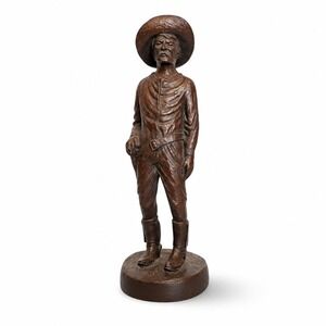 VTG Largo Signed Cowboy Gunslinger Figurine Rustic Western Decor Brown 15in